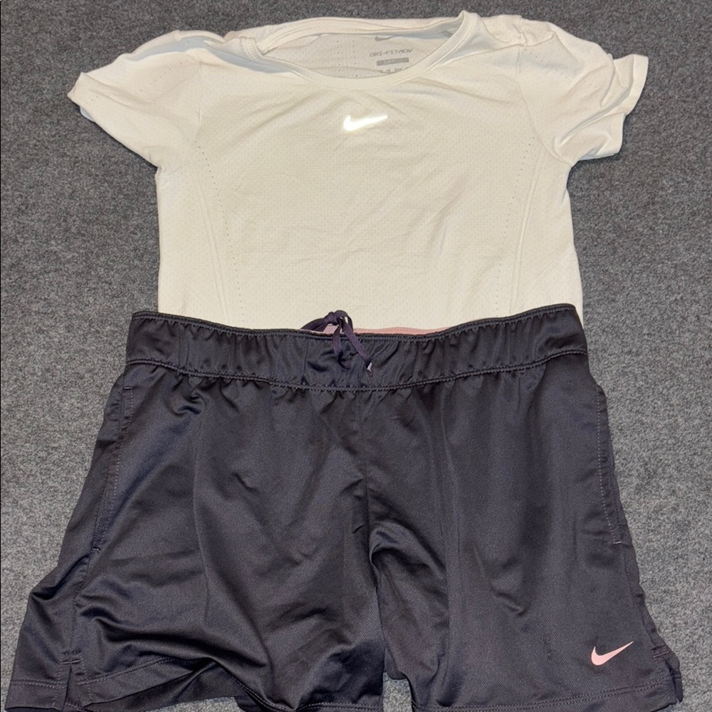 Nike dri fit bundle grey and pink Shorts/white top Moisture-Wicking Lightweight